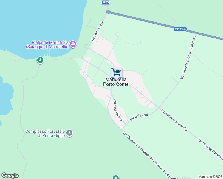 map of restaurants, bars, coffee shops, grocery stores, and more near 16 Via delle Vigne in Maristella