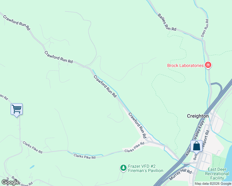 map of restaurants, bars, coffee shops, grocery stores, and more near 504 Crawford Run Road in Tarentum