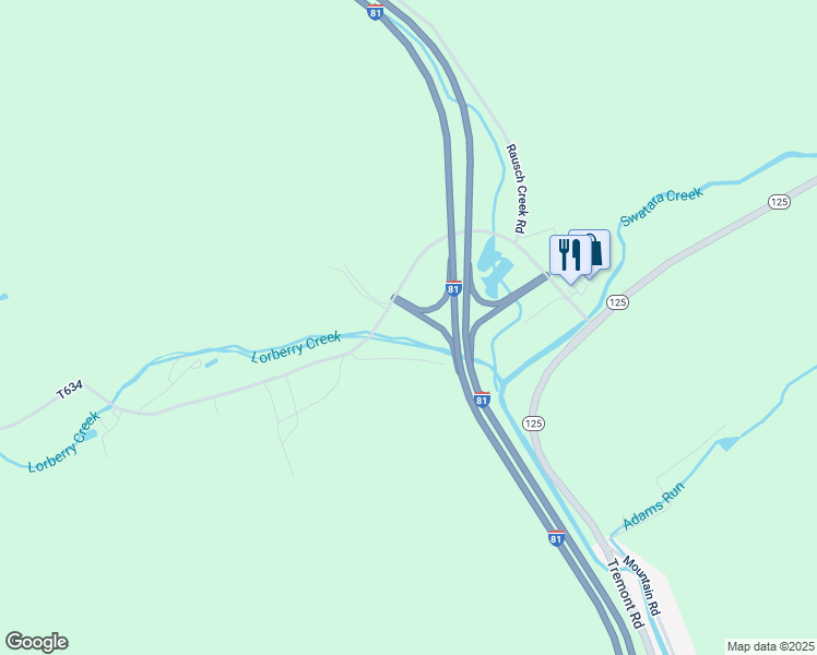 map of restaurants, bars, coffee shops, grocery stores, and more near Molleystown Road in Pine Grove