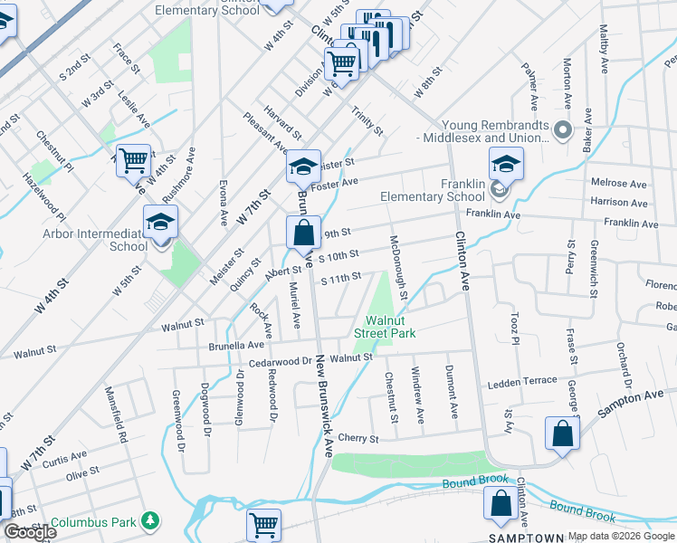map of restaurants, bars, coffee shops, grocery stores, and more near 1264 South 11th Street in South Plainfield