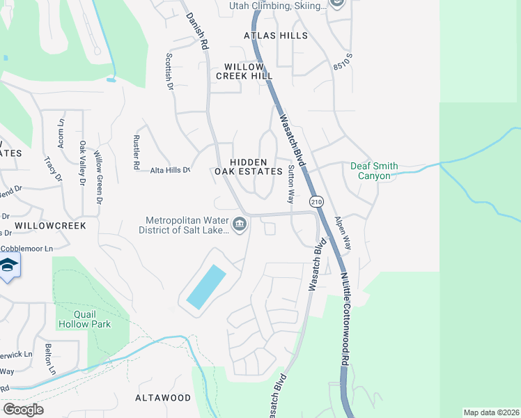 map of restaurants, bars, coffee shops, grocery stores, and more near 3455 Danish Road in Cottonwood Heights