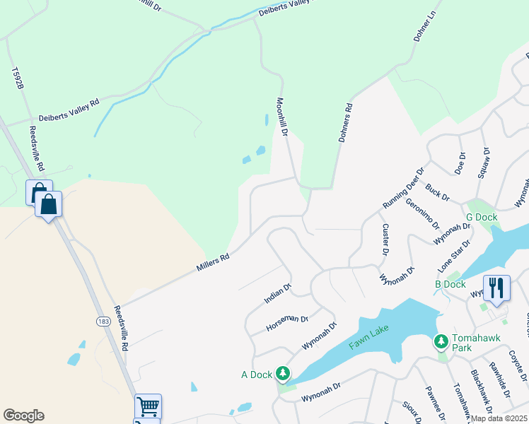 map of restaurants, bars, coffee shops, grocery stores, and more near 109 Millers Road in Schuylkill Haven