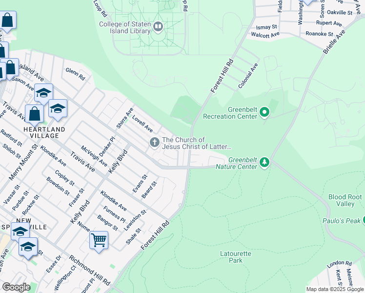 map of restaurants, bars, coffee shops, grocery stores, and more near 60 Latourette Lane in Staten Island