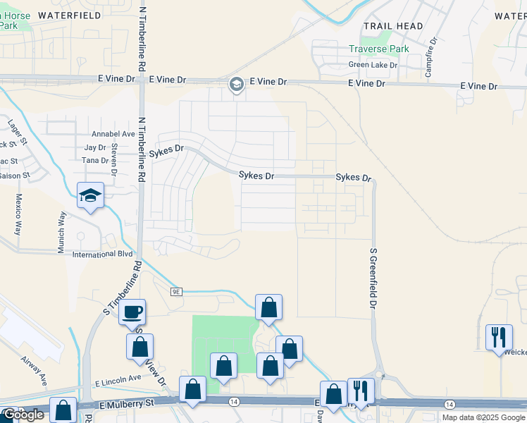 map of restaurants, bars, coffee shops, grocery stores, and more near 2915 Reliant Street in Fort Collins