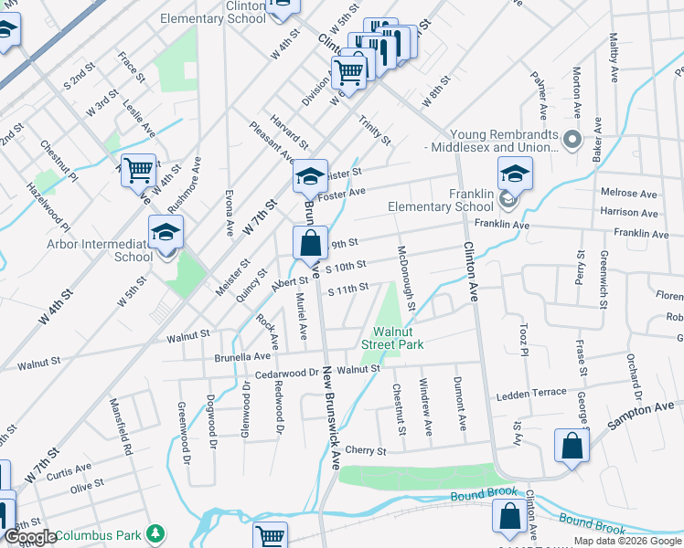 map of restaurants, bars, coffee shops, grocery stores, and more near 1264 South 11th Street in South Plainfield