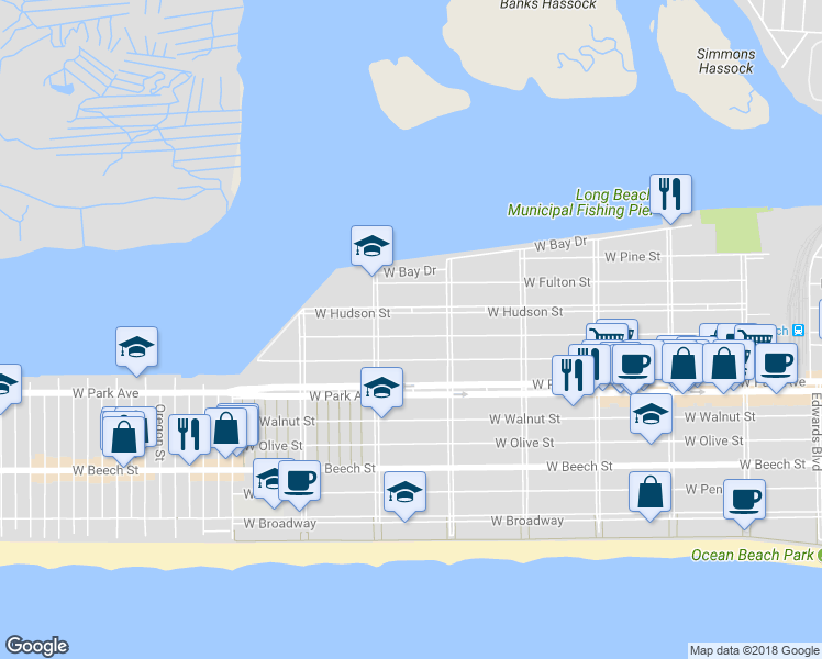 map of restaurants, bars, coffee shops, grocery stores, and more near 545 West Market Street in Long Beach