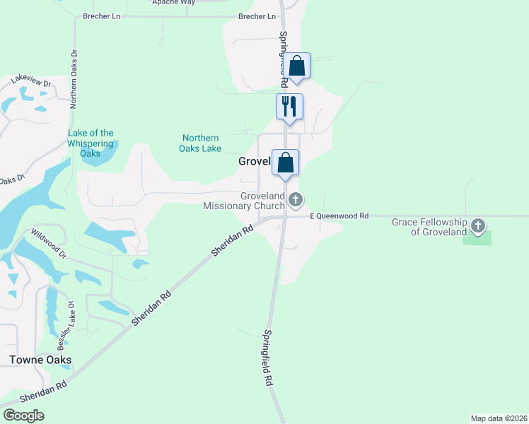 map of restaurants, bars, coffee shops, grocery stores, and more near 119-185 West Street in Groveland