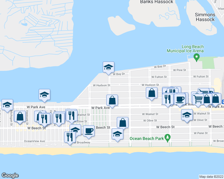 map of restaurants, bars, coffee shops, grocery stores, and more near 508 Lindell Boulevard in Long Beach