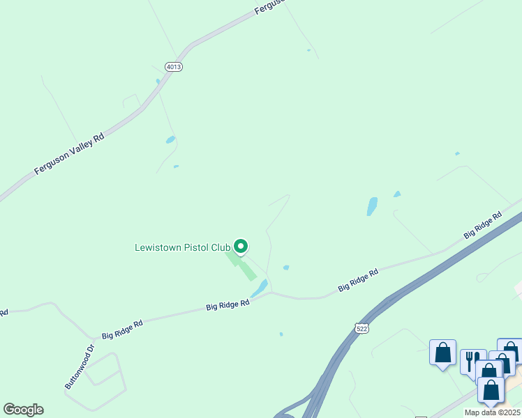 map of restaurants, bars, coffee shops, grocery stores, and more near 943 Ridge Runner Lane in Lewistown