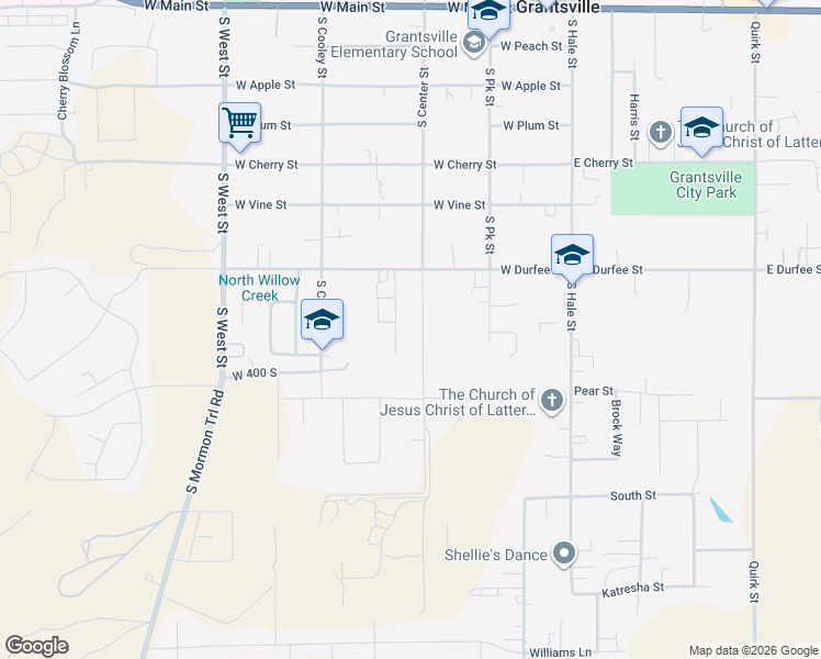 map of restaurants, bars, coffee shops, grocery stores, and more near 360 South Center Street in Grantsville
