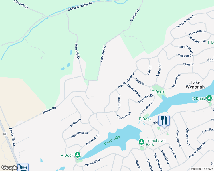 map of restaurants, bars, coffee shops, grocery stores, and more near 22 Dohners Road in Schuylkill Haven