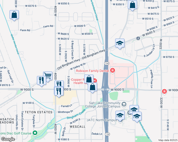 map of restaurants, bars, coffee shops, grocery stores, and more near 8891 South 3780 West in West Jordan