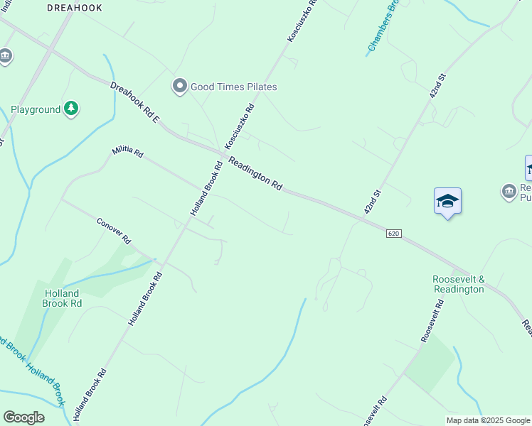 map of restaurants, bars, coffee shops, grocery stores, and more near 106 Militia Road East in Readington Township