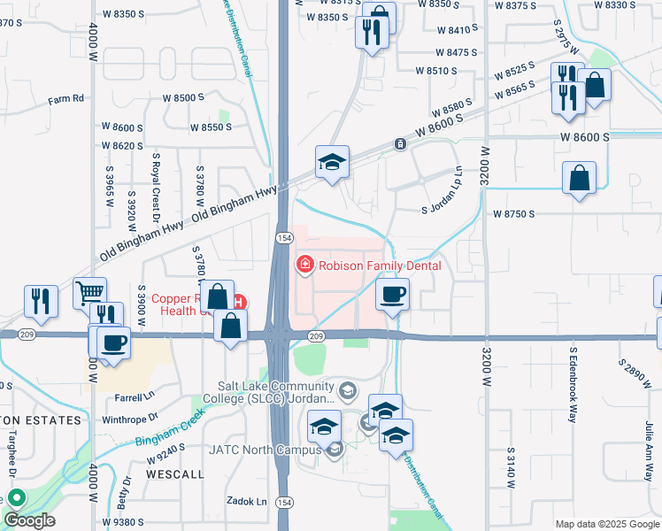 map of restaurants, bars, coffee shops, grocery stores, and more near 3570 West 9000 South in West Jordan
