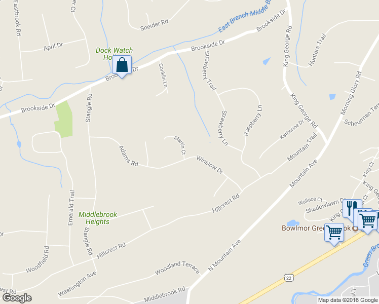 map of restaurants, bars, coffee shops, grocery stores, and more near 2 Martin Court in Bridgewater