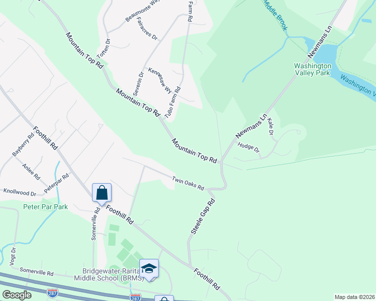 map of restaurants, bars, coffee shops, grocery stores, and more near 1926 Mountain Top Road in Bridgewater Township