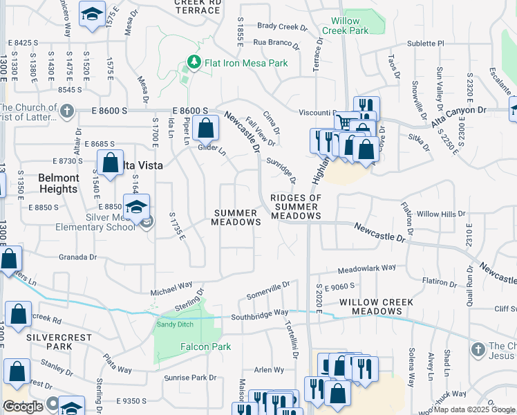 map of restaurants, bars, coffee shops, grocery stores, and more near 1992 Richard Road in Sandy