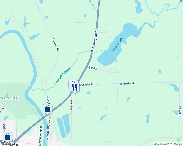 map of restaurants, bars, coffee shops, grocery stores, and more near 432 East Val Lane in Marion