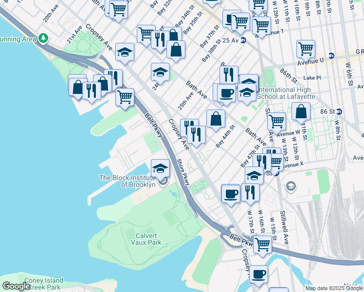 map of restaurants, bars, coffee shops, grocery stores, and more near in Brooklyn