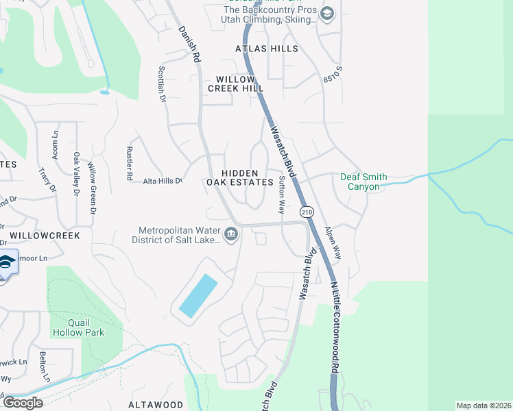 map of restaurants, bars, coffee shops, grocery stores, and more near 3467 Hidden Oak Drive in Cottonwood Heights