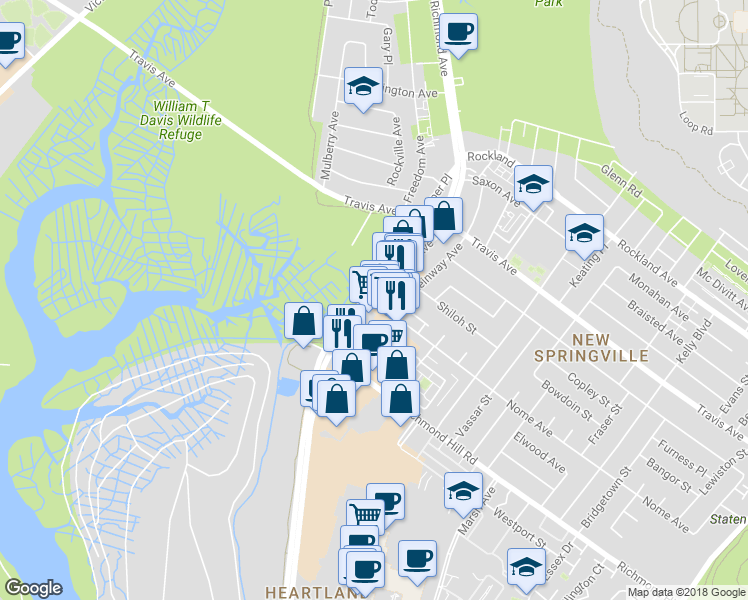 map of restaurants, bars, coffee shops, grocery stores, and more near 2375 Richmond Avenue in Staten Island