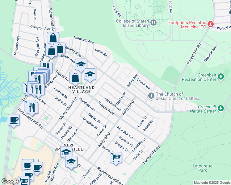 map of restaurants, bars, coffee shops, grocery stores, and more near 154 Braisted Avenue in Staten Island