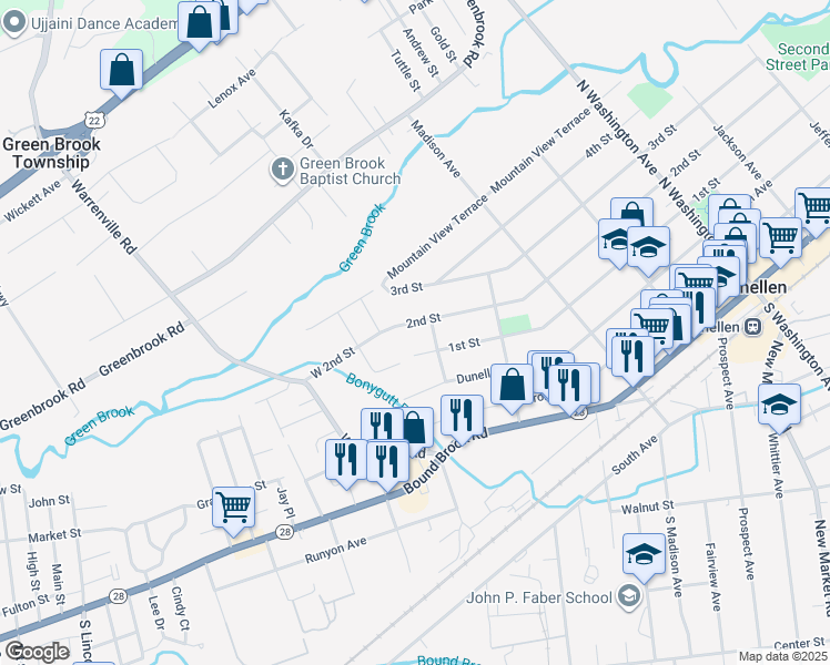 map of restaurants, bars, coffee shops, grocery stores, and more near 116 Valleybrook Court in Middlesex