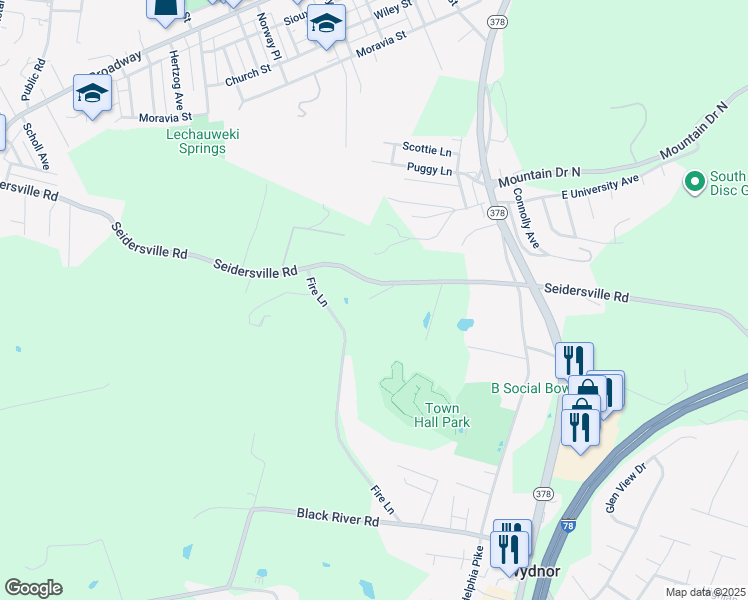 map of restaurants, bars, coffee shops, grocery stores, and more near 1342 Seidersville Road in Bethlehem
