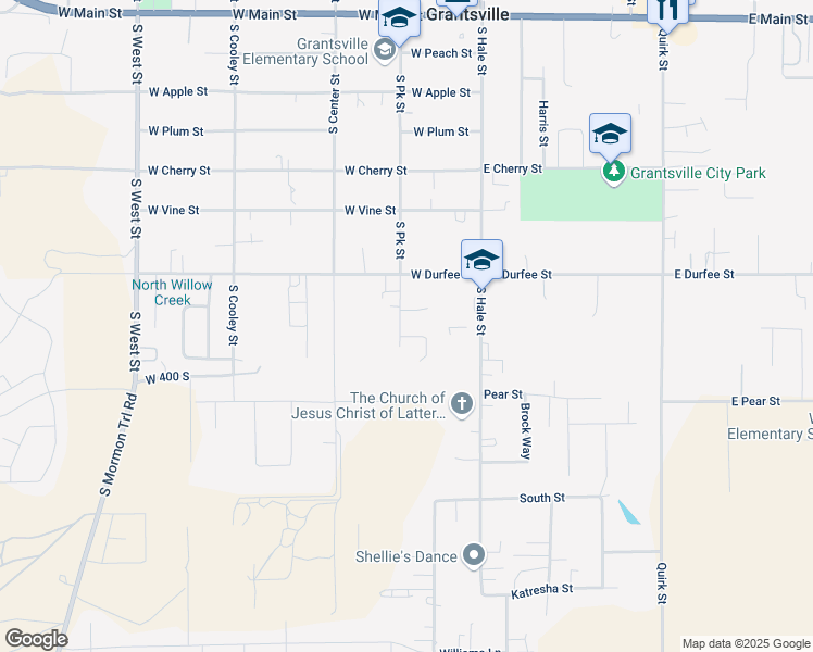 map of restaurants, bars, coffee shops, grocery stores, and more near 333 South Park Street in Grantsville