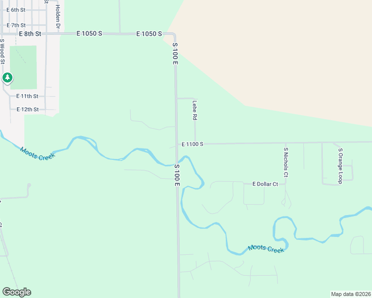 map of restaurants, bars, coffee shops, grocery stores, and more near 1098 East 1100 South in Brookston