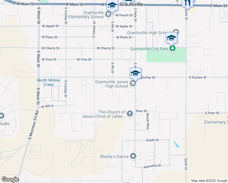 map of restaurants, bars, coffee shops, grocery stores, and more near 333 South Park Street in Grantsville