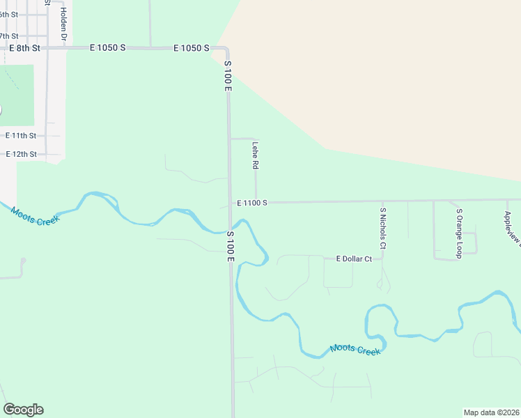 map of restaurants, bars, coffee shops, grocery stores, and more near 1098 East 1100 South in Brookston