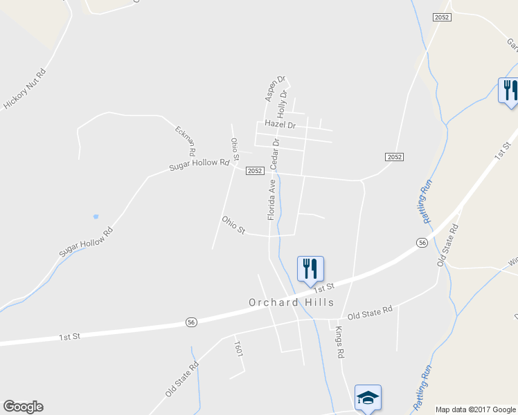 map of restaurants, bars, coffee shops, grocery stores, and more near 180 Ohio Street in Apollo