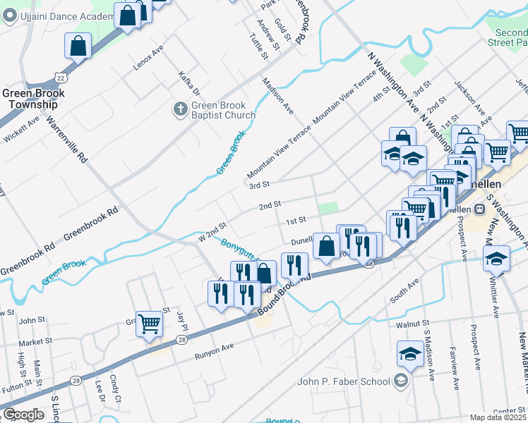 map of restaurants, bars, coffee shops, grocery stores, and more near 116 Valleybrook Court in Middlesex
