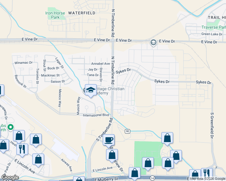 map of restaurants, bars, coffee shops, grocery stores, and more near 309/b County Road 9E in Fort Collins