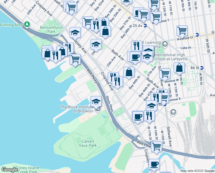 map of restaurants, bars, coffee shops, grocery stores, and more near in Brooklyn