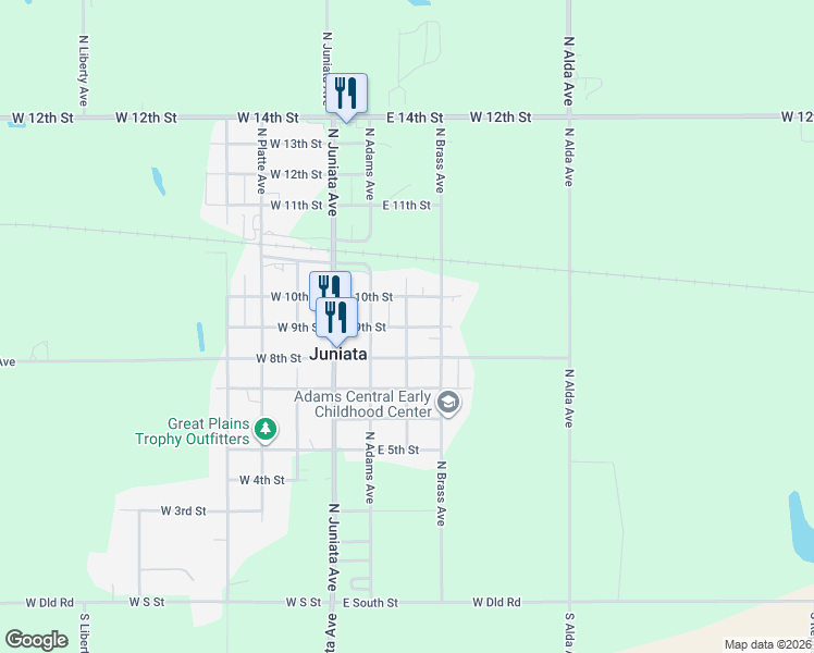 map of restaurants, bars, coffee shops, grocery stores, and more near 901 North Bowen Avenue in Juniata