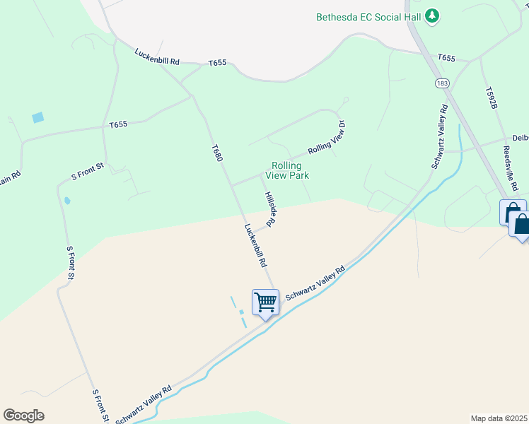 map of restaurants, bars, coffee shops, grocery stores, and more near 19 Hillside Drive in Schuylkill Haven