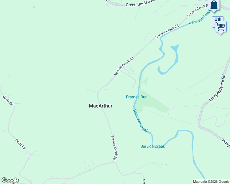 map of restaurants, bars, coffee shops, grocery stores, and more near 279 Service Creek Road in Aliquippa