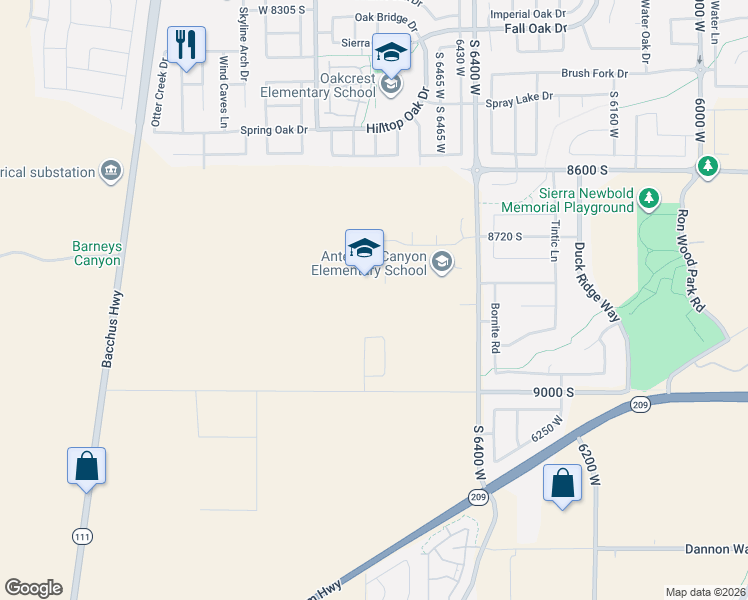 map of restaurants, bars, coffee shops, grocery stores, and more near in West Jordan