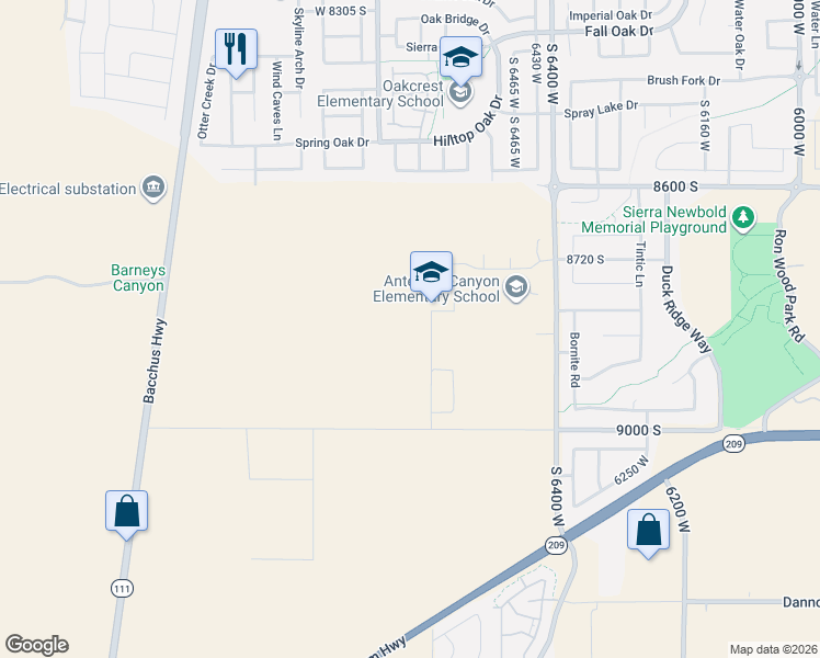 map of restaurants, bars, coffee shops, grocery stores, and more near in West Jordan