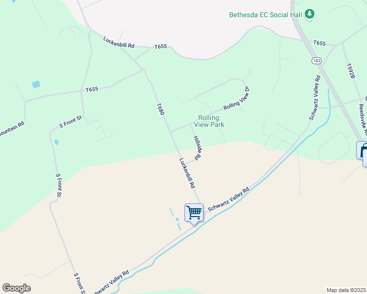 map of restaurants, bars, coffee shops, grocery stores, and more near 19 Hillside Drive in Schuylkill Haven
