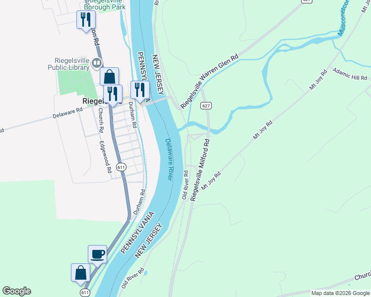 map of restaurants, bars, coffee shops, grocery stores, and more near 15 Old River Road in Milford