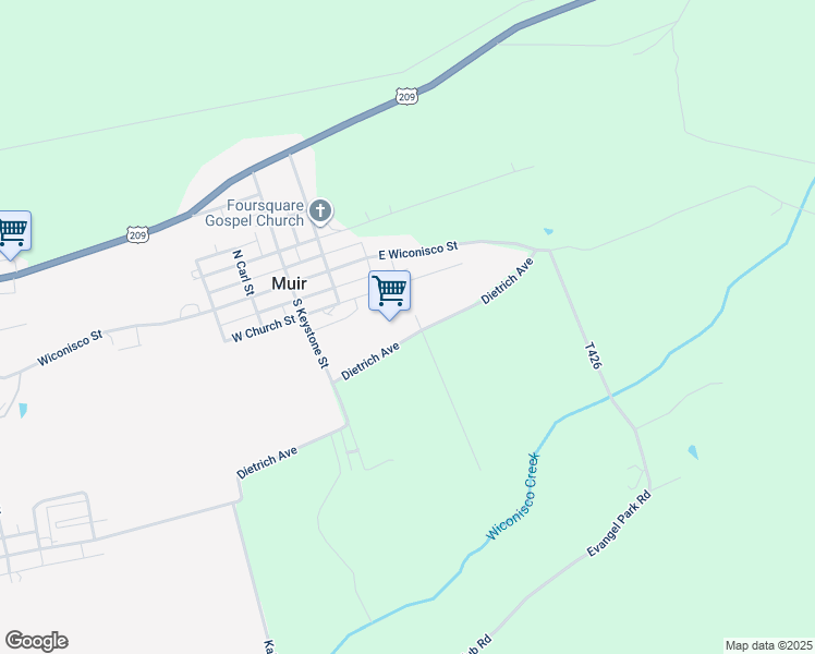 map of restaurants, bars, coffee shops, grocery stores, and more near 31 Schwalm Road in Tower City