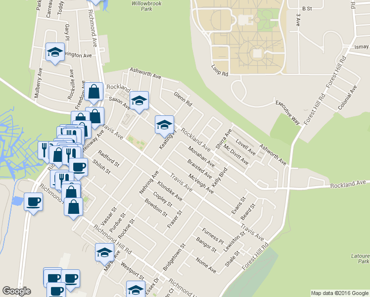 map of restaurants, bars, coffee shops, grocery stores, and more near 20 Nehring Avenue in Staten Island
