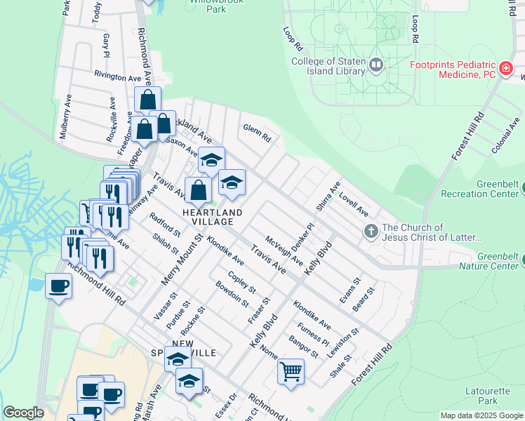 map of restaurants, bars, coffee shops, grocery stores, and more near 20 Nehring Avenue in Staten Island