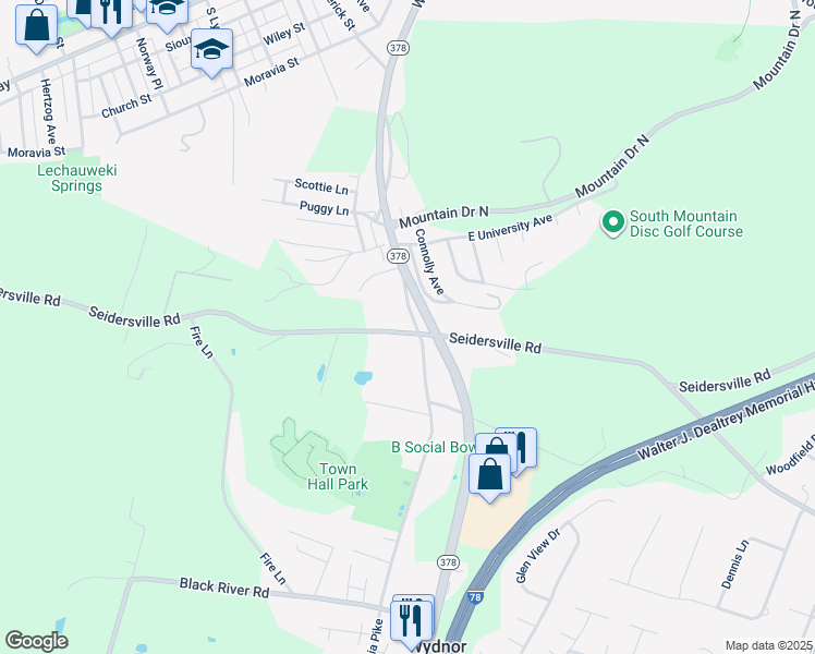 map of restaurants, bars, coffee shops, grocery stores, and more near 3764 Old Philadelphia Pike in Bethlehem