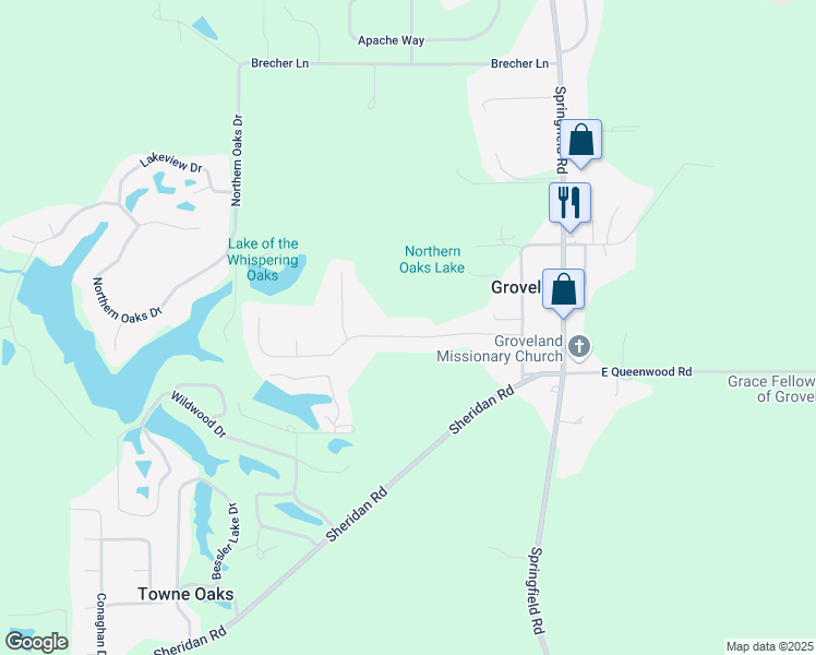 map of restaurants, bars, coffee shops, grocery stores, and more near 256 Norman Drive in Groveland