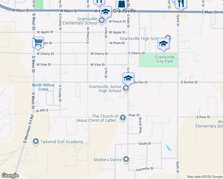 map of restaurants, bars, coffee shops, grocery stores, and more near 70 West Middle Circle in Grantsville