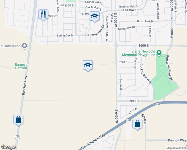 map of restaurants, bars, coffee shops, grocery stores, and more near in West Jordan